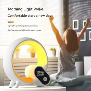 New Creative Q Light Analog Sunrise Digital Display Alarm Clock Bluetooth Audio, Smart Night Light Phone App, Intelligent Wake-up Q Colorful Atmosphere Light By Zoun