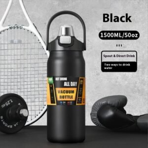 1500ml/50oz Double Insulated 304 Grade Stainless Steel Water Bottle, Large Belly Drinking Bottle With Straw, BPA-Free, Sports Water Bottle, Great FOr Travel, Business and Luxury By Zoun