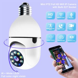 New Panaromic Camera,1080P 4X Zoom, E27 Socket 5G& 2.4GHz WiFi 360° Rotatation Light Socket Camera for Outdoor, Indoor Wireless Home IP Camera with Motion Tracking Alarm, Color Night Vision, Two-Way Talk By Zoun