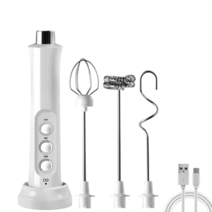 Latest 3 In 1 Portable Rechargeable Electric Milk Frother Foam Maker Handheld Foamer , With Charging Base, High Speeds Drink Mixer Coffee Frothing Wand - By Zoun