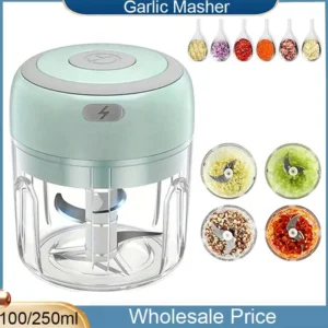 Latest Model 100/250mL Mini Crusher Chopper USB Charging Garlic Mincer Electric Garlic Chopper Powerful Ginger Garlic Onion Meat Masher - By Zoun