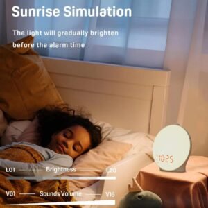 Hot Selling Wake Up Light Sunrise Alarm Clock For Kids, Heavy Sleepers, Bedroom, With Sunrise Simulation, Sleep Aid, Dual Alarm, FM Radio, Snooze, Nightlight, Daylight, Ideal for Gift, Lamp Sunrise Simulation Wake Up Light Alarm Night Clock By Zoun