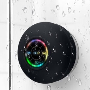 Upgraded Pro Shower Speaker, Waterproof Bluetooth Speaker with Big Suction Cup, IPX4, Built-in Mic, Crystal Sound and Bass, Ideal For Gifts LED Light By Zoun