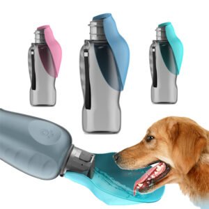 Upgraded Dog Water Bottle 27oz / 800ml BIG, Portable Dog Cat Puppy Pet Water Dispenser Feeder with Drinking Cup and Food Container Leak Proof for Outdoor Walking, Travel, Hiking High Capacity Foldable By Zoun