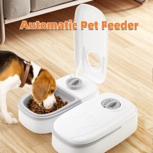 Upgraded Double Bowl Automatic Pet Feeder Smart Food Dispenser For Cats Dogs with Stainless Steel Bowl and Auto Timer For Dog Cat Pet Feeding By Zoun