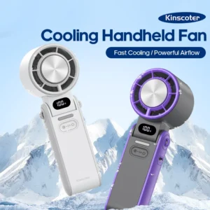 KINSCOTER Outdoor Foldable Portable Handheld Fan Mini Cooling Rechargeable 3600mAh 100-level Free Control High Speed Turbo Fan - By Zoun