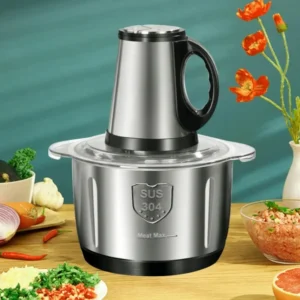 NEW 5Ltr- 200W Electric 6 Blades Meat Grinder Stainless Steel Food Processor Chopper Kitchen Utensils Vegetable and Fruit Chopper Kitchens Utensil - By Zoun