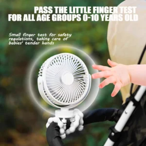 USB Charging Baby 3 Speeds Stroller Mini Fan With Light Portable Fan Mobile Phone Holder Stroller Fan for Baby Newborn - By Zoun